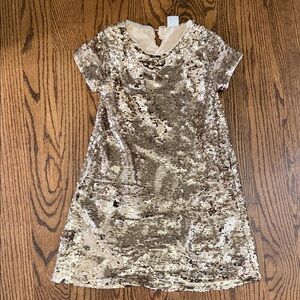 Zara Gold Sequin Short Sleeve Dress